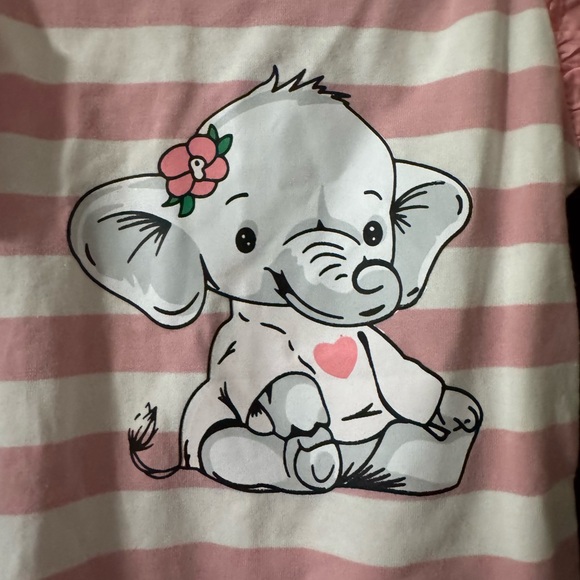 Kids Pink Elephant Print Dress with Bows - Picture 4 of 5